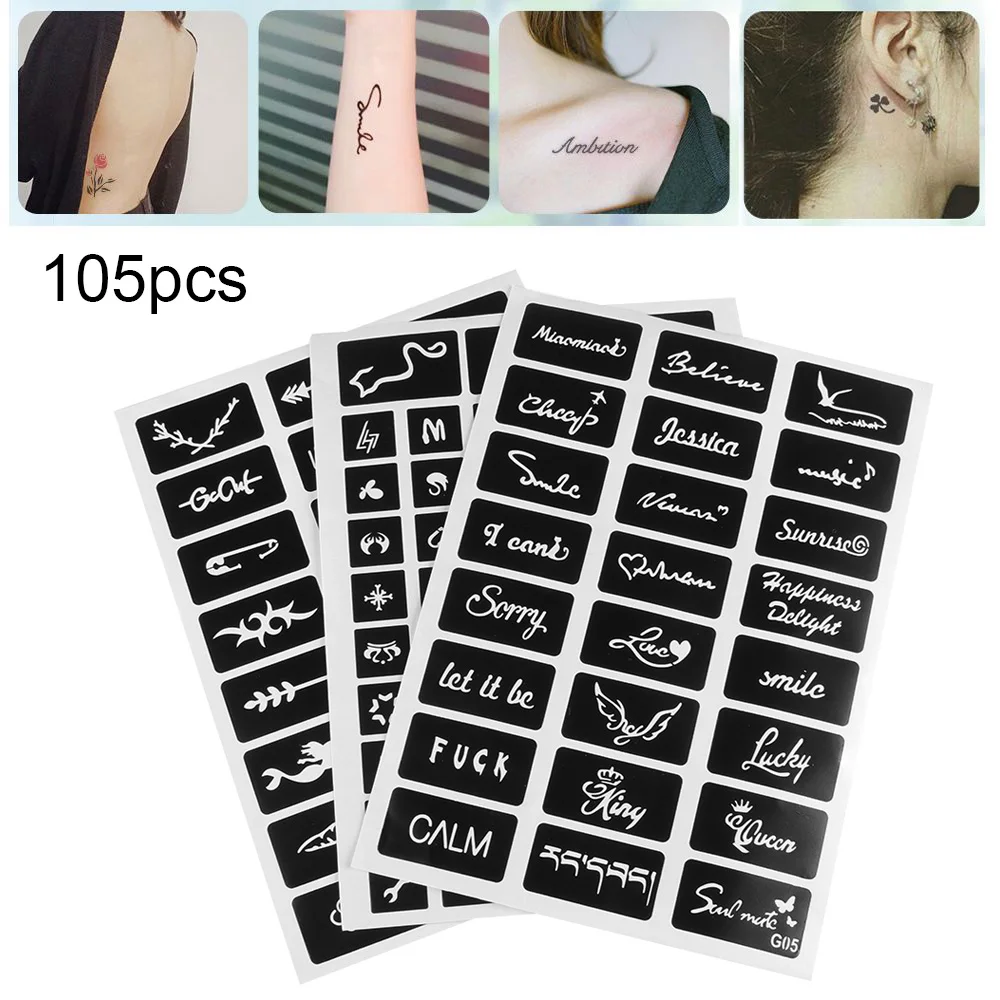 

3 Sheets Cartoon Design Henna Temporary Tattoo Stencil Kit for Hand Arm Leg Feet Body Art Decal Template Women Nail DIY Art Tool
