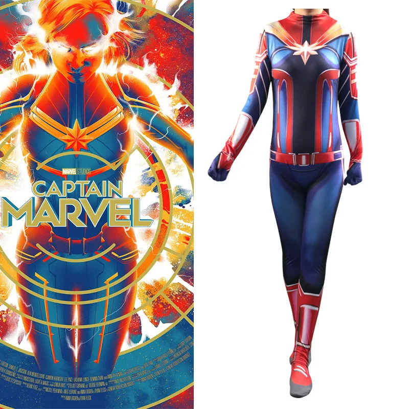 

Superhero Captain Marvel the Avengers Cosplay Halloween Fancy Dress Carol Danvers Cosplay Costume Zentai Carnival Fancy Woman