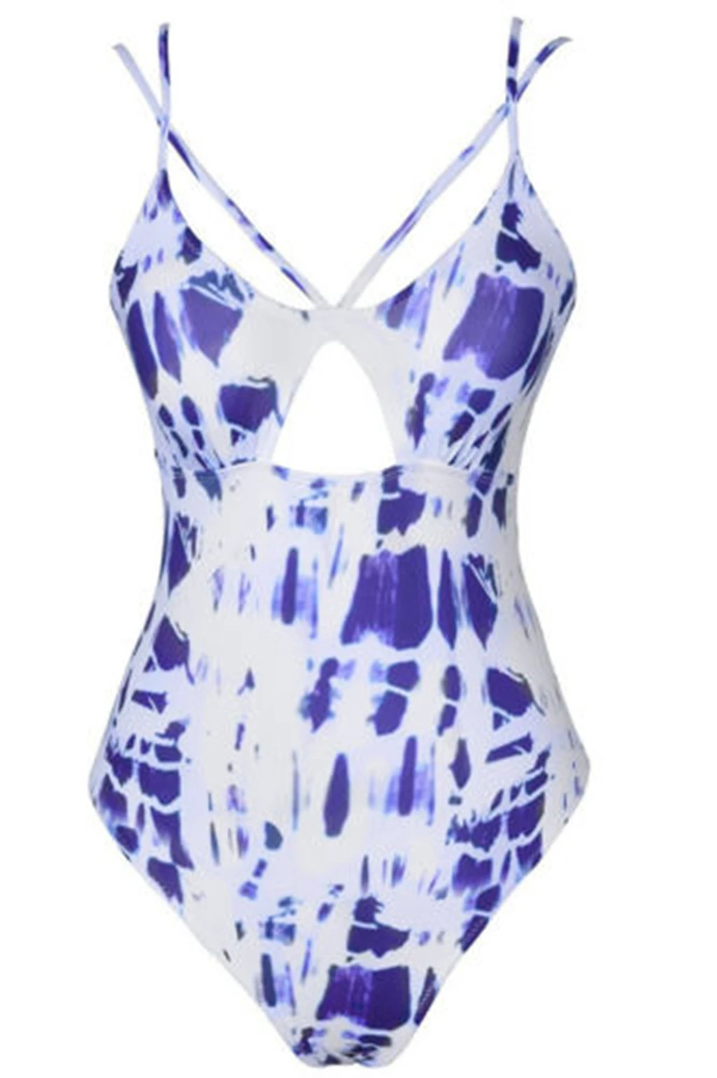 Fashion Women Bodysuits Set Blue White Push up Padded Bra Bathing Suit