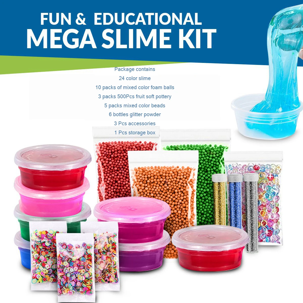 Presentes para Crianças Jogo de Alívio do Estresse Macio para Crianças Pacote Lote Fluffy Slime Kit 24 Cores Suprimentos Faça Você Mesmo Sensorial Brinquedo Elástico 52 - 3 Cheap Argila de modelagem