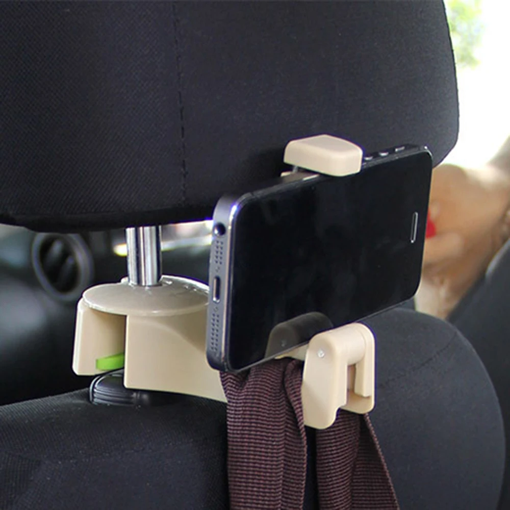 2in1 Multi functional Car Mounted Seat Back Hook with Phone Holder