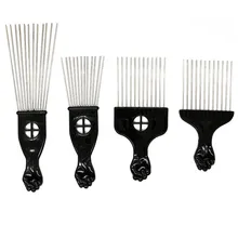 Расческа с широкими зубьями для салонов, черная металлическая расческа в Африканском и американском стиле, расческа для вьющихся волос, афро расческа для волос, инструмент для укладки волос