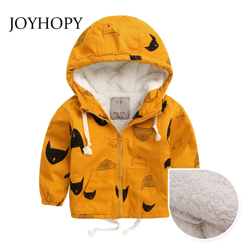 

Winter Fleece Jackets For Boy Trench Children's Clothing Hooded Warm Outerwear Windbreaker Baby Kids Coats