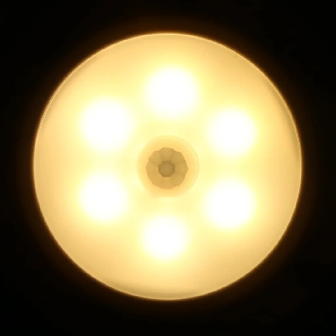 PIR Motion Sensor 6LED Night Light Magnet Wireless Detector Lights Auto for Wall Closet Stairs Cabinet