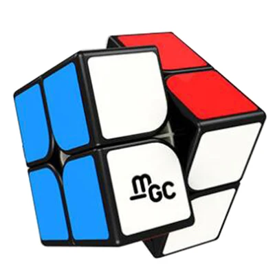 Yongjun MGC 2x2x2 Magnetic Magic Cube Black/Stickerless YJ MGC 2x2 Speed Cube for Brain Training Toys For Children Kids Christm