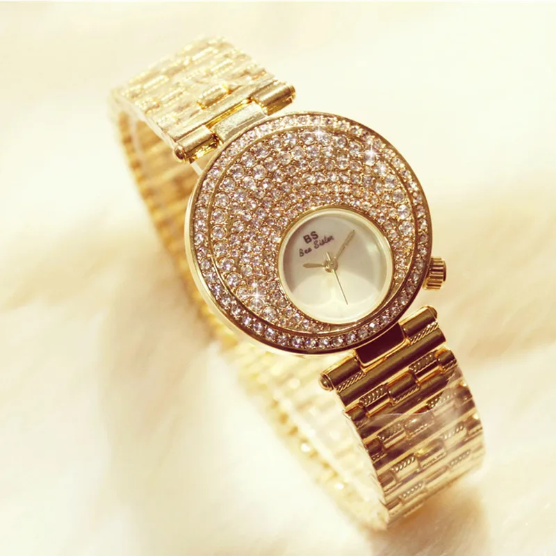 

2019 Gold and Silver New Hot Ladies Quartz Watch High-end Linked Watch Full Diamond Female Watch Fashion Custom Watch