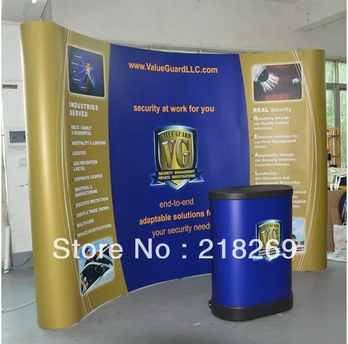 

8X8ft High Quality!!! Magnetic Pop up Stand Banner with plastic trolley case table (free printing!!)