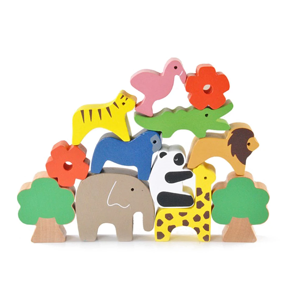 wooden stacking animals