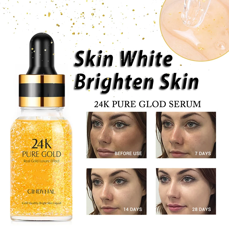 

24K Gold Face Serum Hyaluronic Acid Serum Replenishment Moisturize Shrink Pore Brighten Nicotinamide Lift Firming Essence 15ml