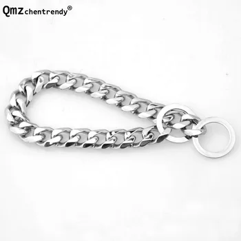 

17mm 12~34 inch Pet Dog Tone Curb Cuban Chain Neck Link Stainless Steel Collar Safety Control For Small Big Dog Necklace
