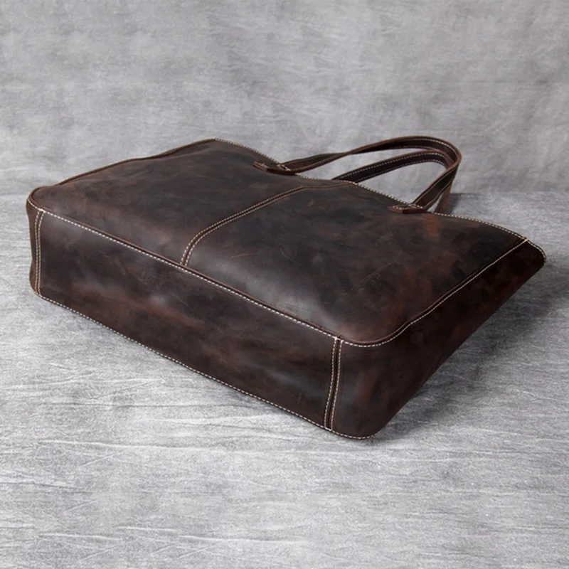  AETOO Simple rétro tête-à-tête en cuir grande capacité sac à main sac à main fait main en cuir pour