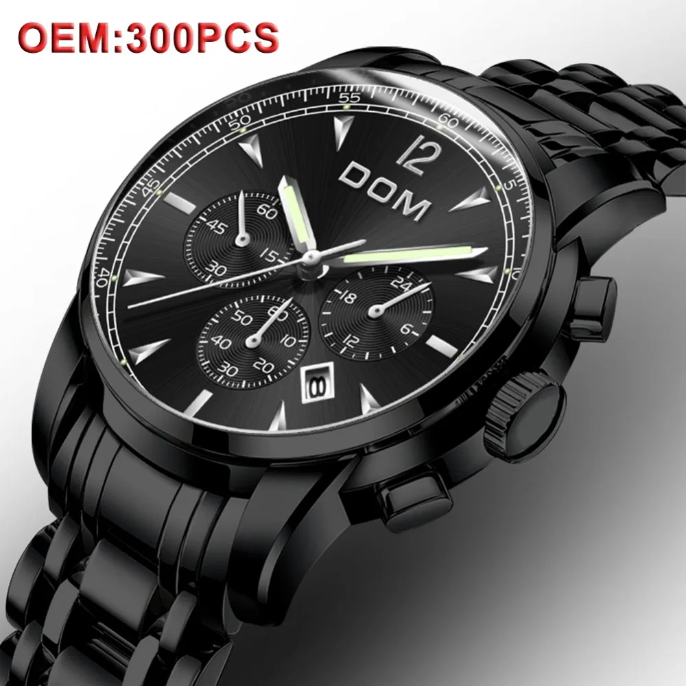 

DOM Customiz Your Own Brand Men Wristwatch Fashion Business Watches Waterproof Full Steel Quartz Men's Watch Relogio Hot