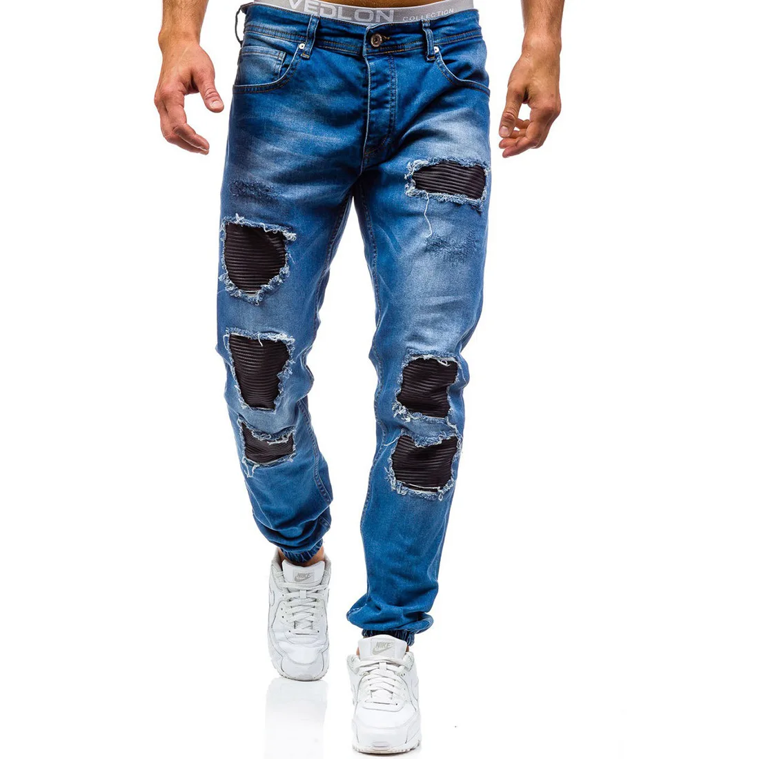 2017 Mens Autumn Jeans with Holes Denim Skinny Famous Designer Brand warm jeans Pants Scratched Biker Jeans hip hop