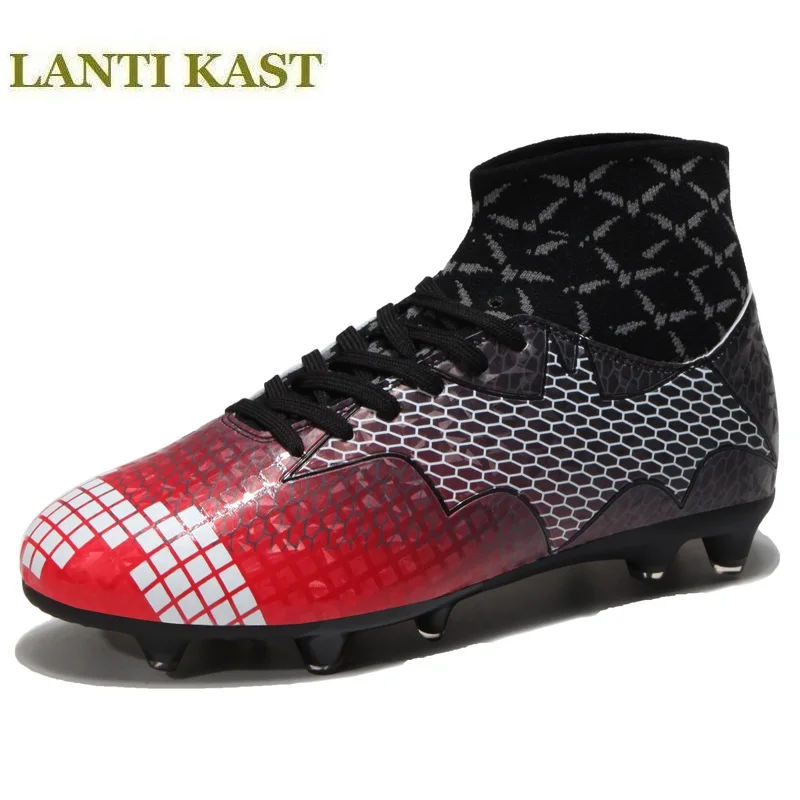 

New 2018 Teenagers Spiked football shoes High ankle soccer boots FG Outdoor Men Soccer Shoes