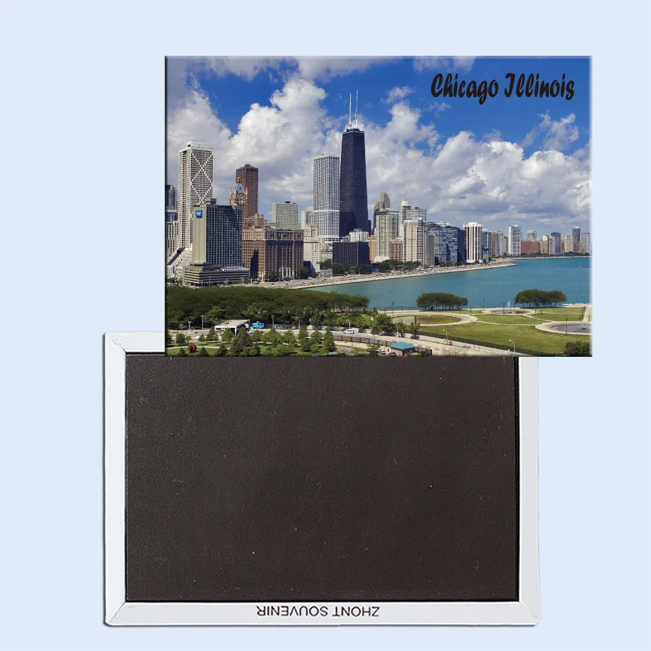 

The Gold Coast of Chicago, Illinois Magnetic Refrigerator Affixed With Tourist Souvenirs Home Accessories 24828