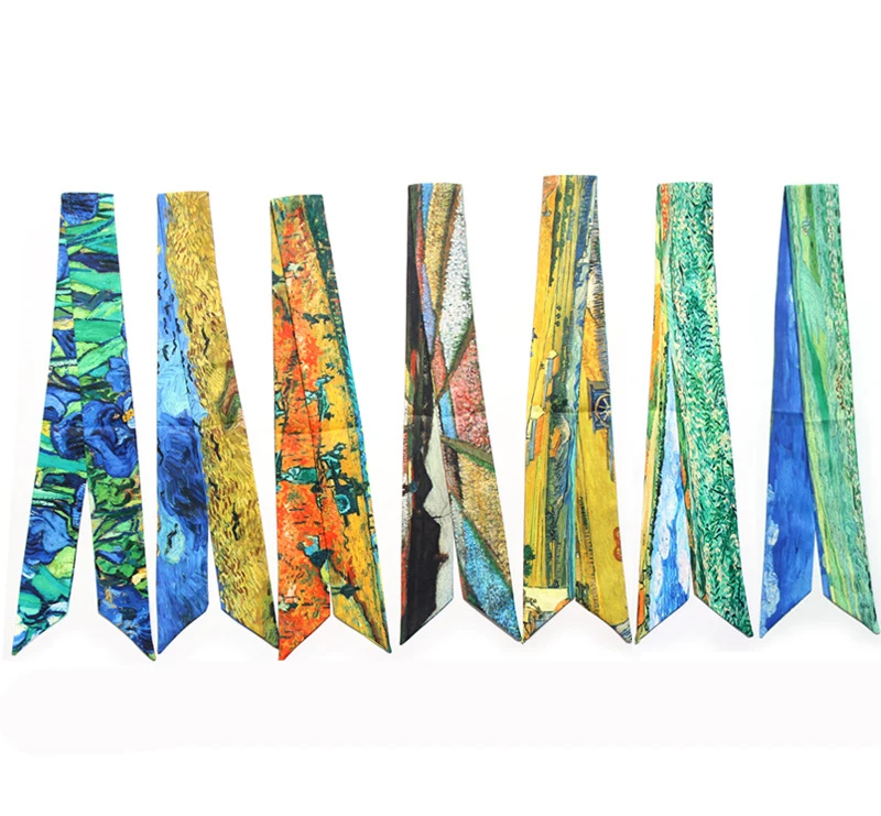 Ван Гог Картина маслом сумки шарфы обтягивающие шарфы для женщин дизайн шелковый шарф женский многофункциональный платок