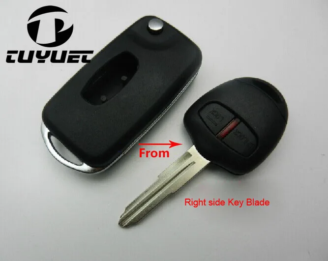 2 Buttons FOB Car Key Blanks Case For Mitsubishi Outlander Grandis ASX Pajero Modified Flip Remote Key Shell Case Right Blade replacement car key blanks for mitsubishi pajero v73 remote key shell 3 buttons button key pad