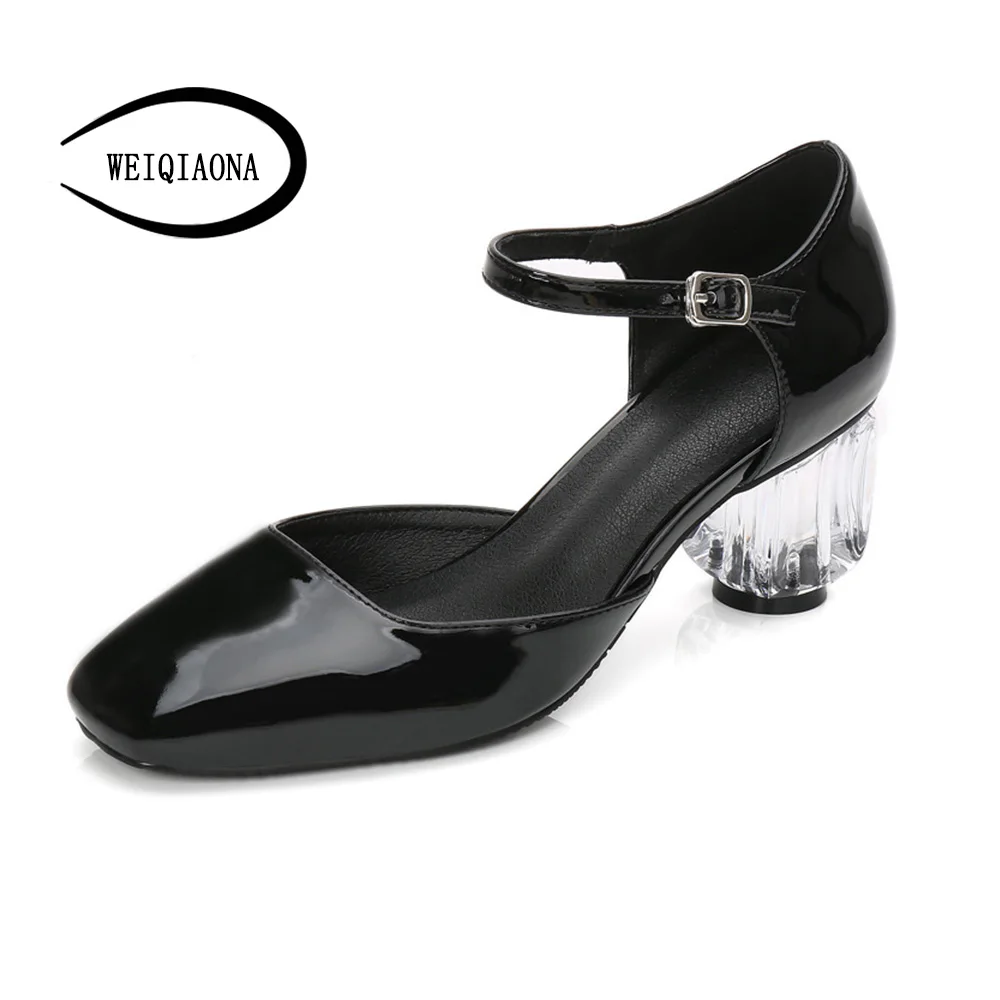 

WEIQIAONA 2018 New Casual Sexy Fashion Women Suqare Toe Crystal High Heels Pumps Silver Cover Strap Party Shoes Ladies shoes