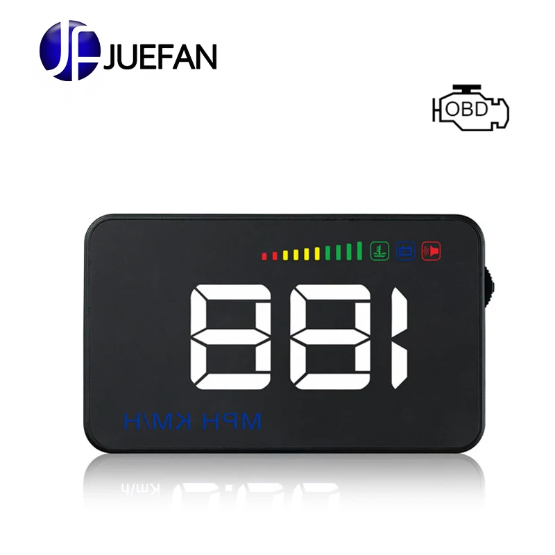 

JUEFAN A500 HUD Car Head Up Display car detector speed Projector on the windshield hud display OBD2 II Overspeed Warning System