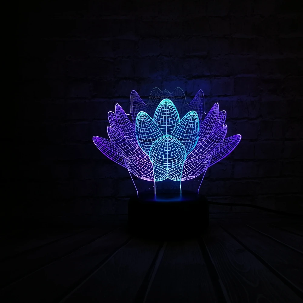 3D лампа суккулент растения Лотос Цветы Смешанные Многоцветный USB Led ночник детские игрушки Настольный сенсорный Lampara домашний декоративный акрил