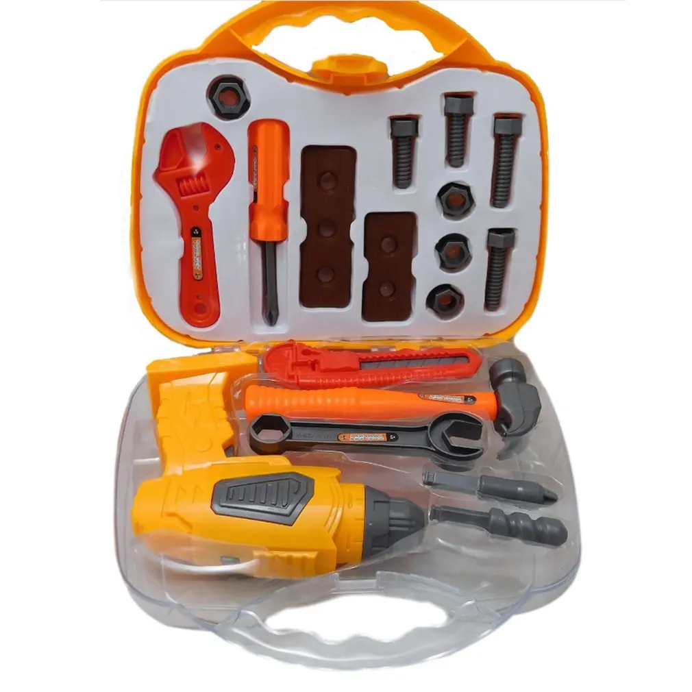 Pretend Play Tools Box Educational Toy Simulation Electric Driller Screwdriver Tools Repair Kit Safety DIY Tool Toy For Children