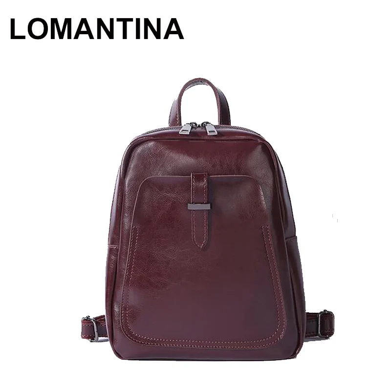 

LOMANTINA 3 Ways TO Use Fashion Genuine Leather Backpack Women Bags Preppy Style Backpacks Shoulder Girls School Bags
