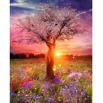 

ArtSailing Goddess Tree Hand Painting By Numbers Handpainted Oil Painting On Canvas Unique Gift For Home Wall Decor NP-009