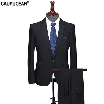 

Slim Men Suit Checked Plaid One Button Single Breasted Wedding Marriage Groomsman Business Formal Black Two Pieces Man Suits