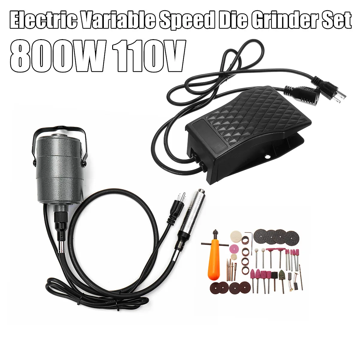 

800W 110V Electric Variable Speed Die Grinder Set 48" Flexible Shaft Rotary Tool for Engraving / Grinding / Cutting 25000r/min