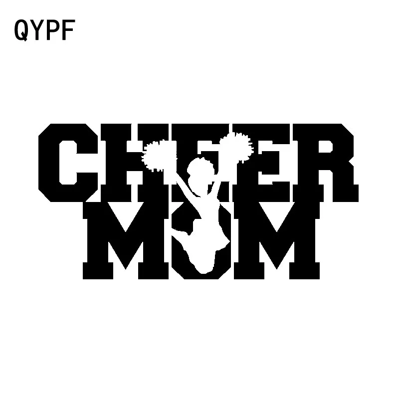 

QYPF 16CM*7.7CM Fun Vinyl Retro-reflective CHEER MOM Car Sticker Waterproof Decal Black Silver C15-2797