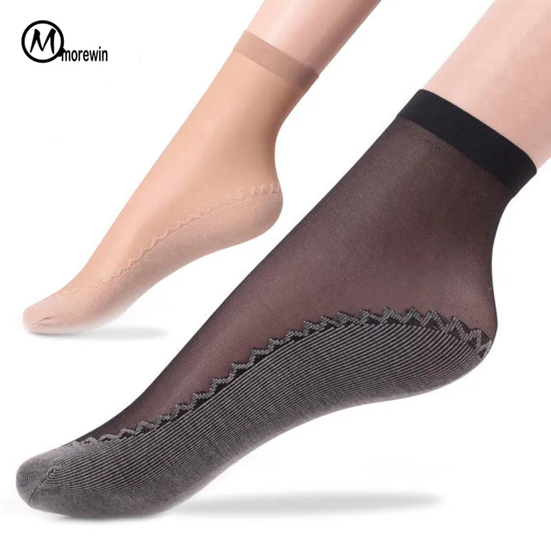 

Women Lace Breathable Anti-slip Ankle Socks Comfy Sheer Silk Elastic Transparent Lady's Sock Anti Hook Short Sox 5Pairs Morewin