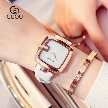 

2017 New Design Fashion Brand Watch Women Leather Band Square Dial Quartz WristWatch Luxury Women Watches dames horloges