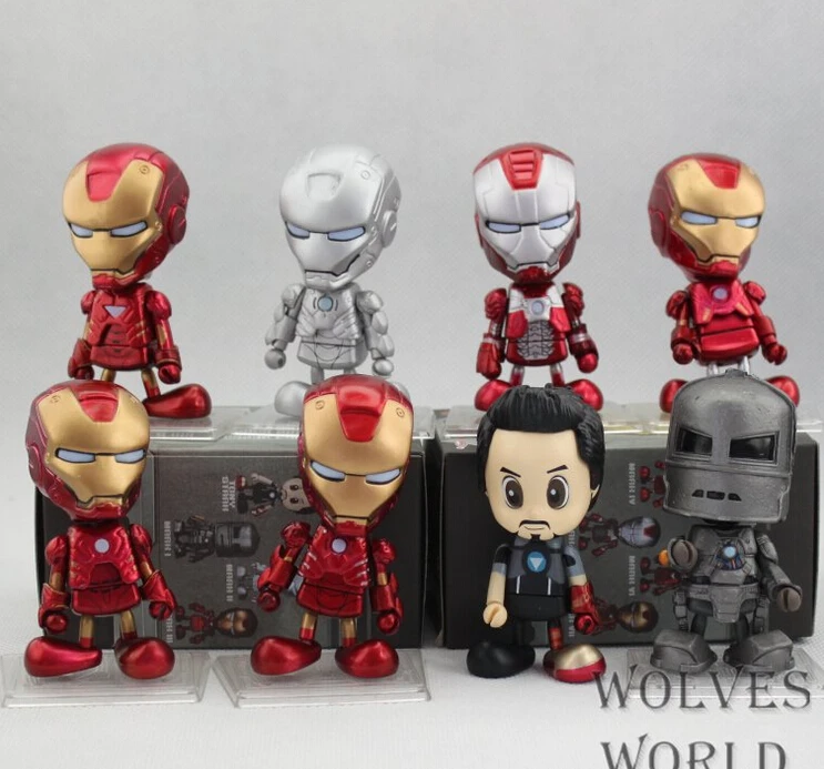 

8pcs/set Iron Man Action Figure Superhero Figure PVC Toy brinquedos with original box R627 free shipping