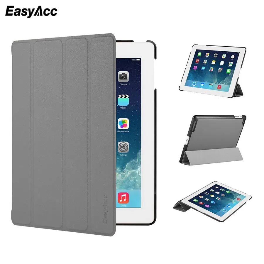

Case for iPad 2 3 4, Easyacc candy Color PU Transparent Back Ultra Slim Light Weight Trifold Smart Cover Case for iPad 2/3/4