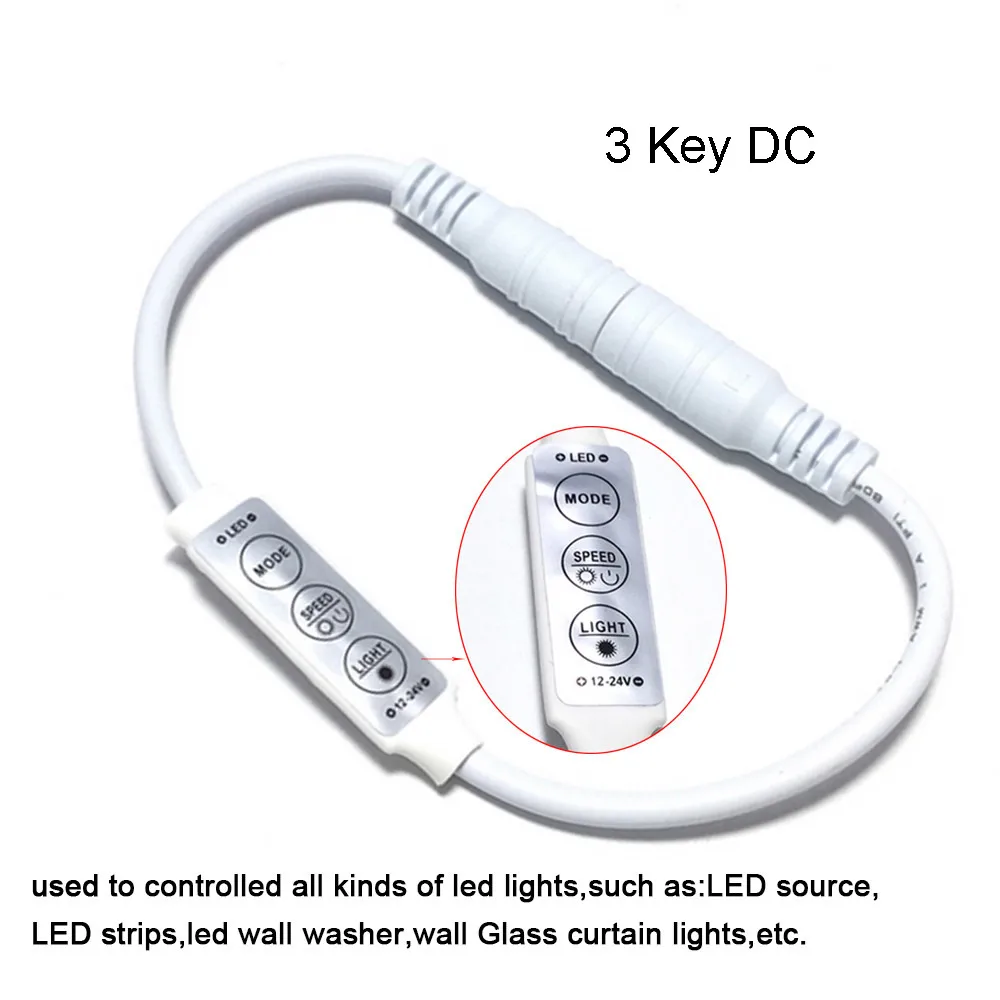 Мини 3 ключа одноцветные Диммер контроллер для 5050 3528 3014 2835 Светодиодные ленты светильник ленты лампы 12V 24V - Цвет: 3 Key DC