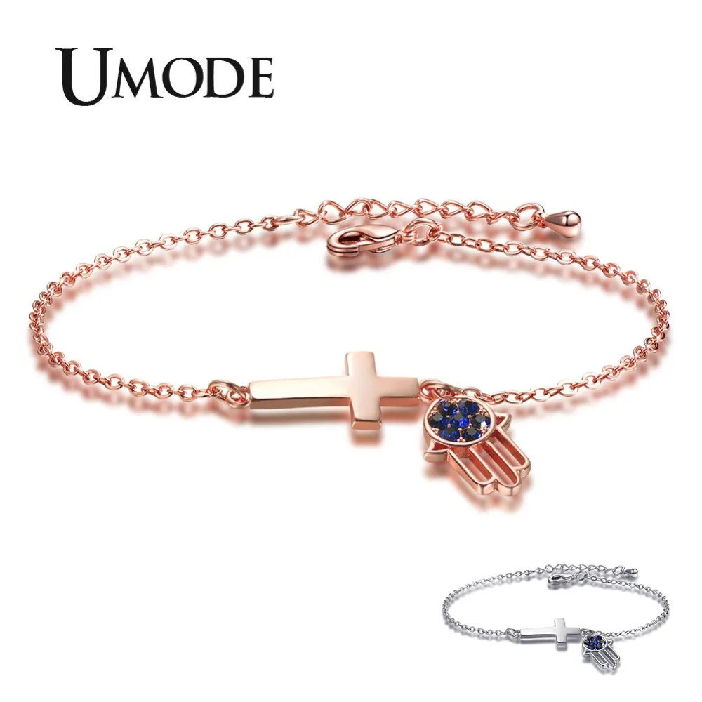 UMODE Мода для девочек браслет со скрещивающимися цепочками простой женский ручной фиолетовый кубический циркон браслет регулируемые ювелирные подарки UB0147