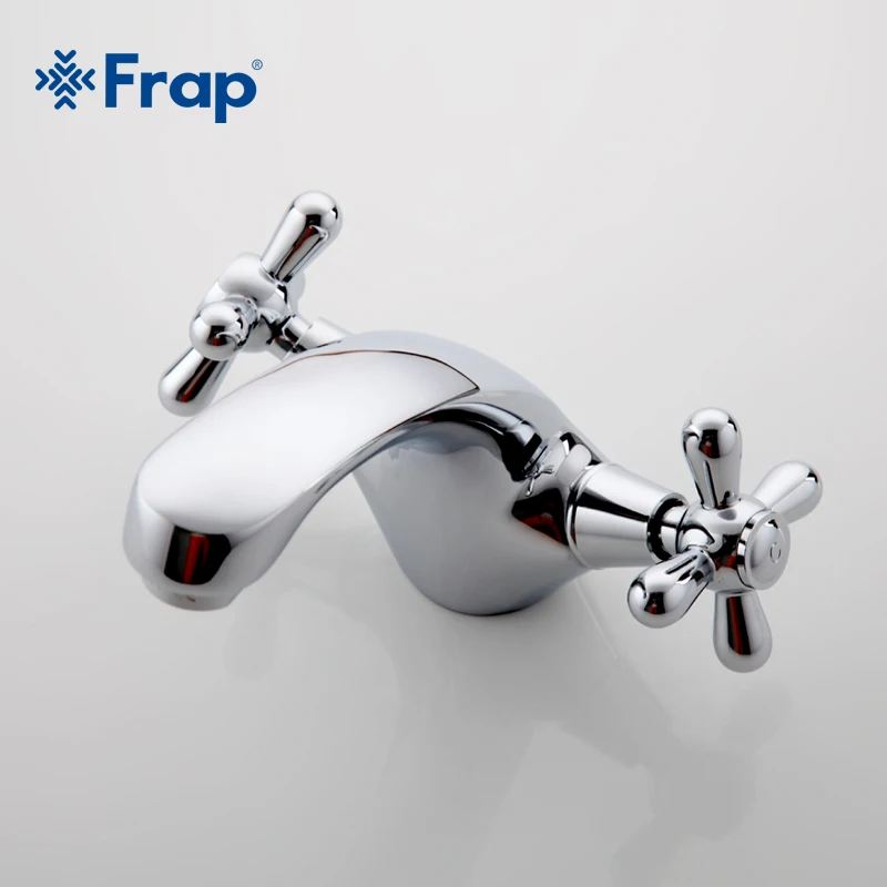 Günstige FRAP Klassische Silber bad Becken wasserhahn mischer Wc Wasserhahn Doppel griff bad wasserhahn heiße und kalte wasser mixer control F1025