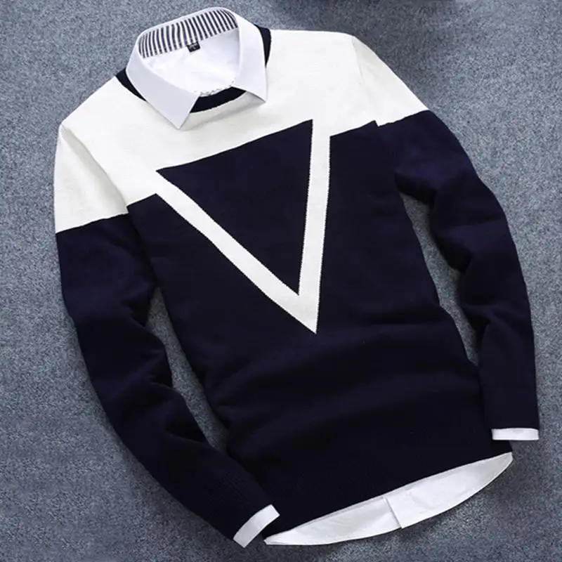 2019 Новый Для мужчин Повседневное хлопок осень Для мужчин свитера Утепленная одежда зимняя водолазка Homme дизайн 3 Колос Мода мужской свитер