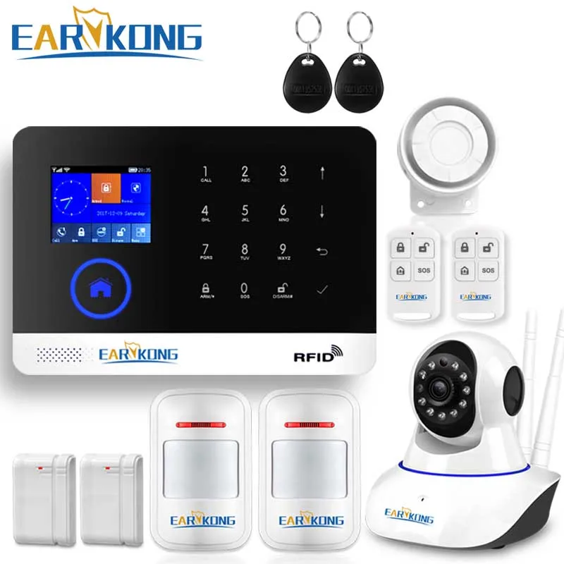 Продажа Wifi GSM сигнализация GPRS RFID TFT экран сенсорная клавиатура Английский Русский Испанский Немецкий польский итальянский французский Android приложе...