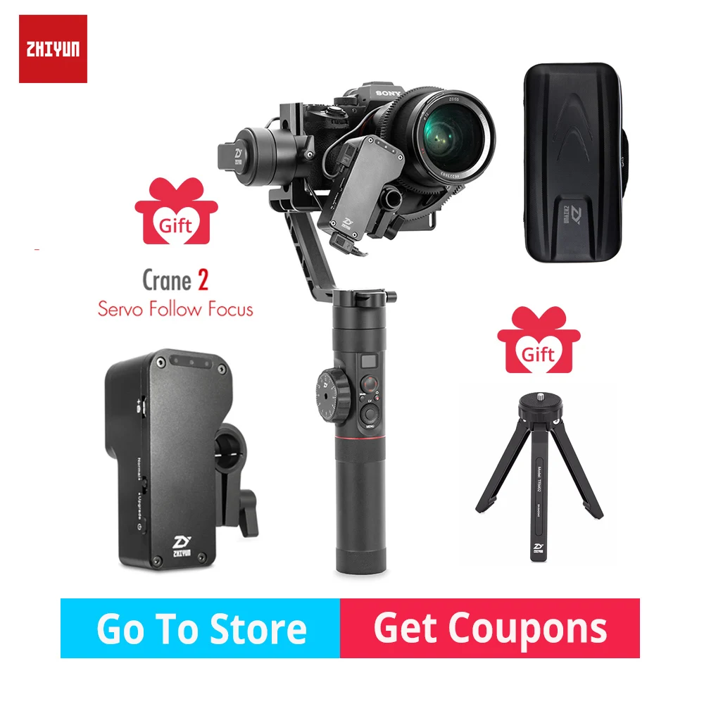 

Zhiyun Crane 2 gimbal 3-Axis DSLR 3.2KG bear Camera Stabilizer withfollow focus for DSLR Mirrorless Camera Canon PK MOZA DJI