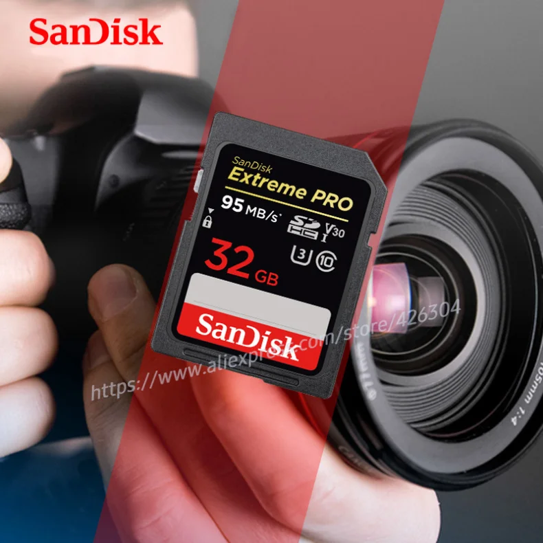 SanDisk Extreme PRO SD карты UHS-I 64 ГБ и 128 Гб 32 GB 16 GB 256 GB SDHC карты памяти SDXC 633X Class 10 95 МБ/с. V30 для камеры