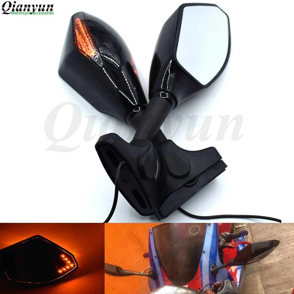 

Universal Motorcycle LED Steering Light Flash Rearview Mirror Side View Mirror For kawasaki ZXR400 GPZ500S/EX500R NINJA ZR750