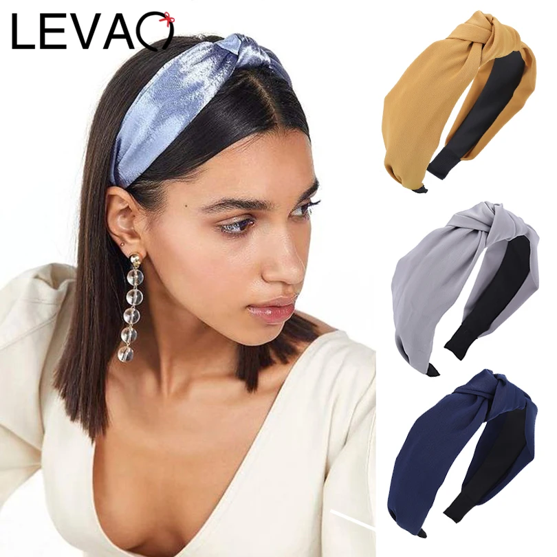 

LEVAO Solid Colir Stain Headband for Women Girls Casual Shiny Top Cross Knot Hair Bands Hoop Bezel Hairbands Hair Accessories