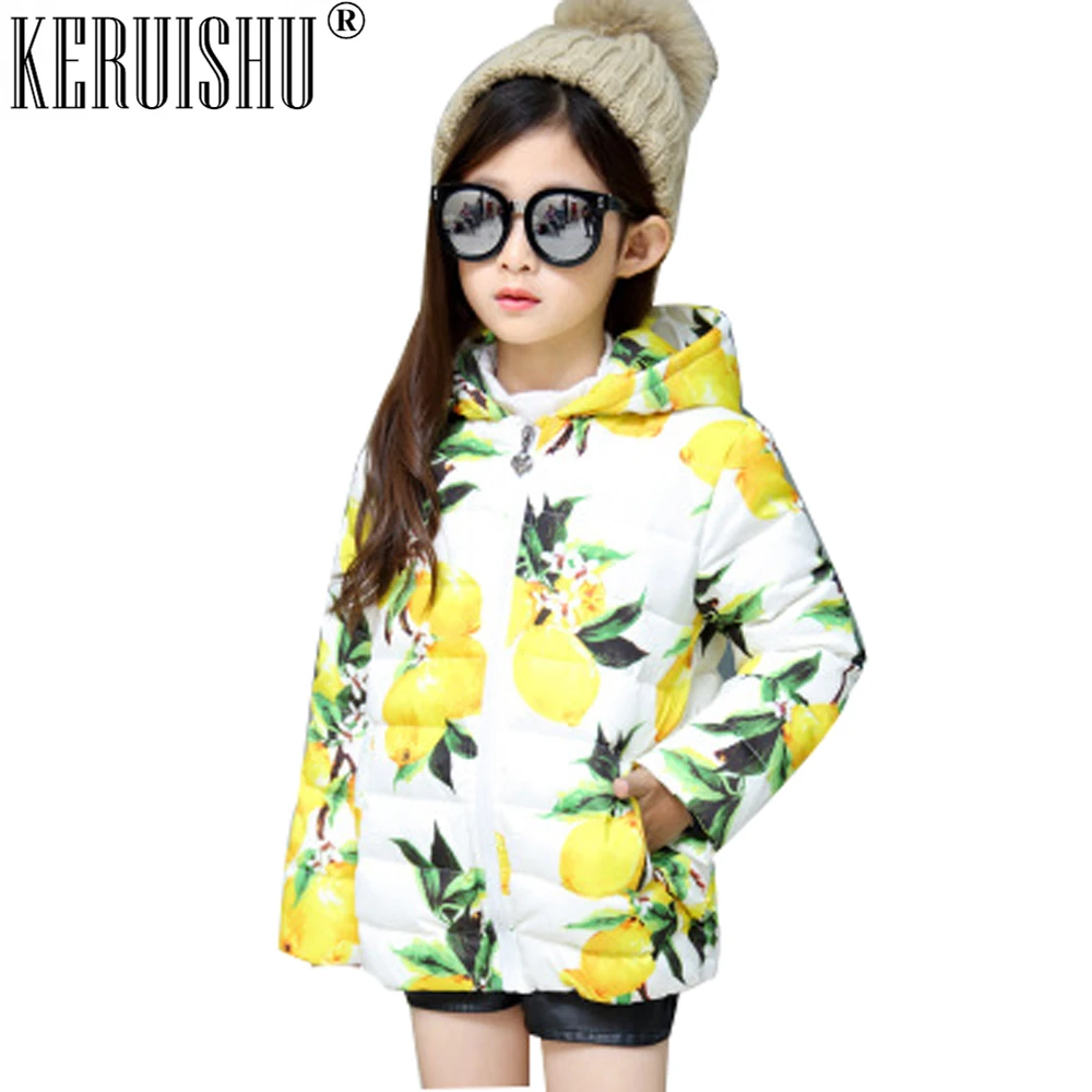 Keruishu Sevimli Mango Baski Kis Cocuk Mont Cocuk Ceketi Kizlar Giyim Palto Cocuk Sicak Tutmak Kapsonlu Giyim Bebek Giysileri Down Parkas Aliexpress