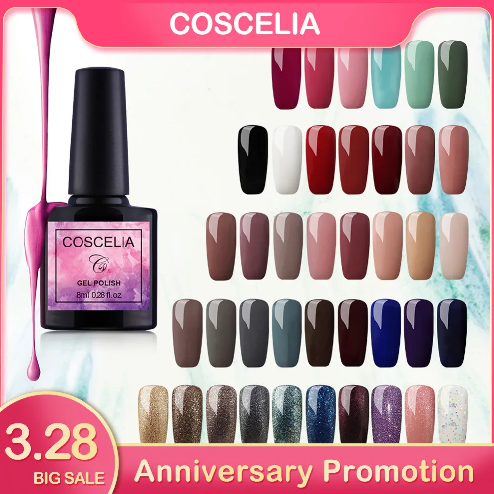 

COSCELIA Gel Polish Varnish Nail Art For Manicure UV Colors Vernis Semi Permanent Hybrid Nail Polish Set Gel Top Primer