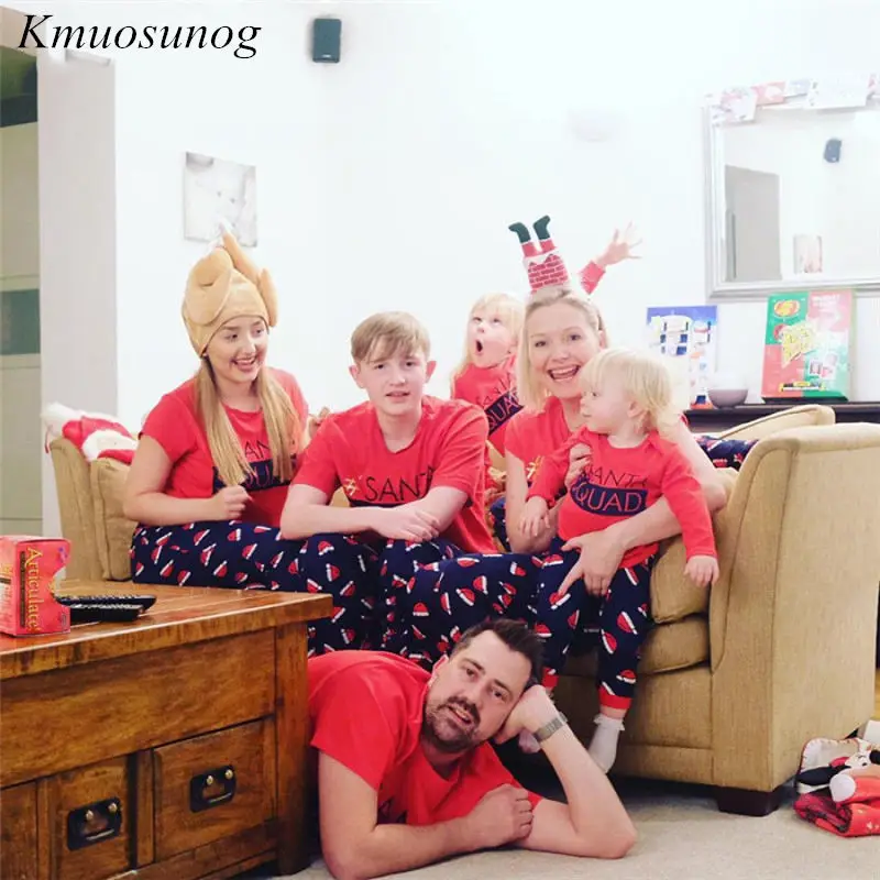 Семейные рождественские пижамы с надписью «Санта», одежда для сна, комплект одежды из 2 предметов, детская одежда, отец, папа, детская одежда, C0510