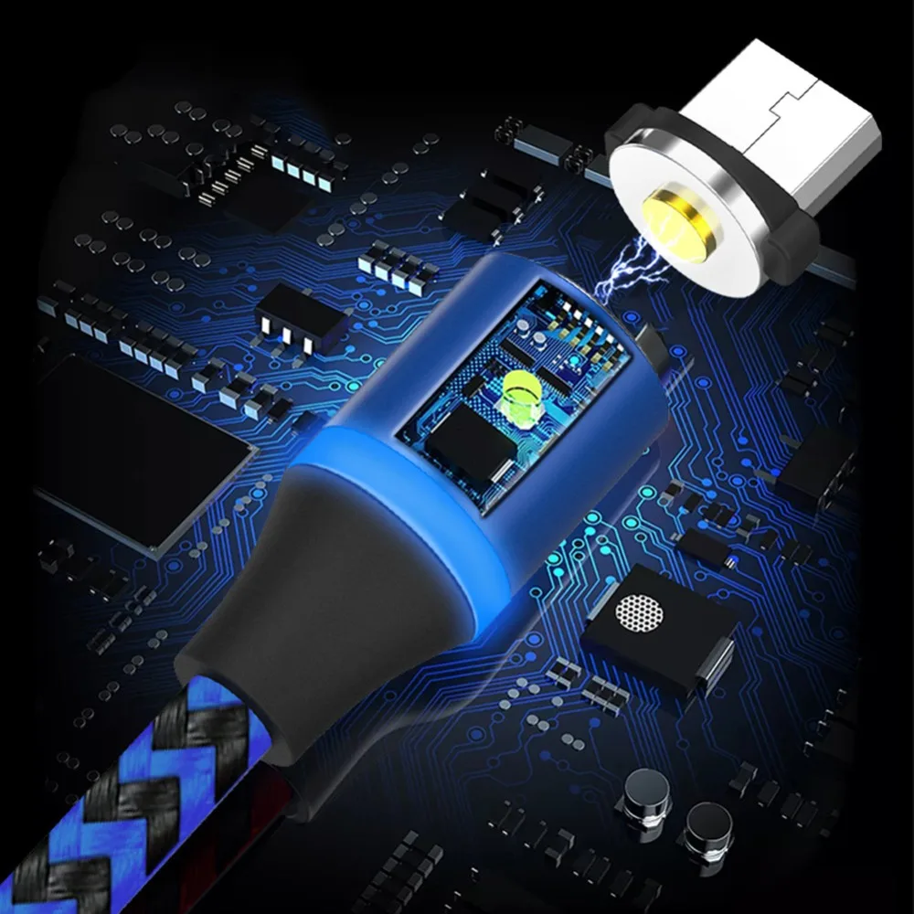 Buyincoins Плетеный Магнитный кабель для зарядного устройства USB iPhone samsung type C Micro