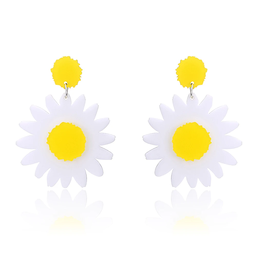 

Large Daisy Flower Dangle Earrings Women Club Party Statement Jewelry Gift