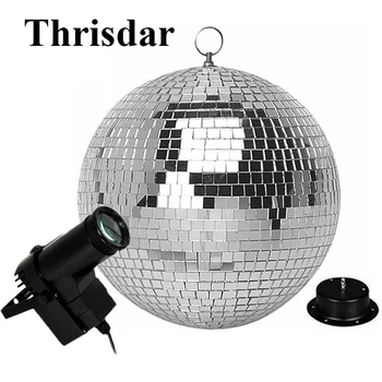 

Thrisdar D20CM 25CM 30CM Rotating Reflection Glass Mirror Disco Ball With Motor and RGB beam Pinspot DJ Home Party Stage Light