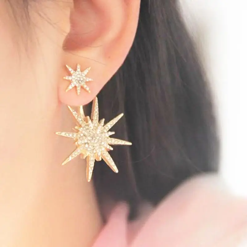 

1Pc Crystal Rhinestone Lady Women Dangle Gold Earrings Star Ear New